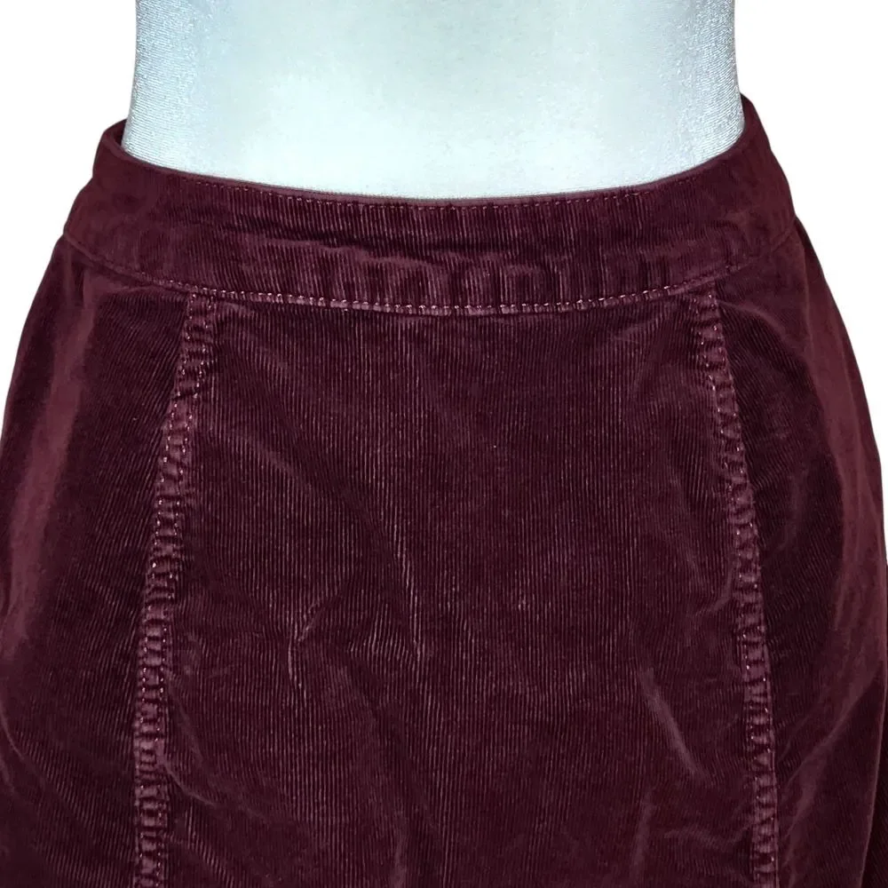 Arizona Jean Co 90s Burgundy Corduroy Button Up Skirt Junior's 5 Indie Sleaze